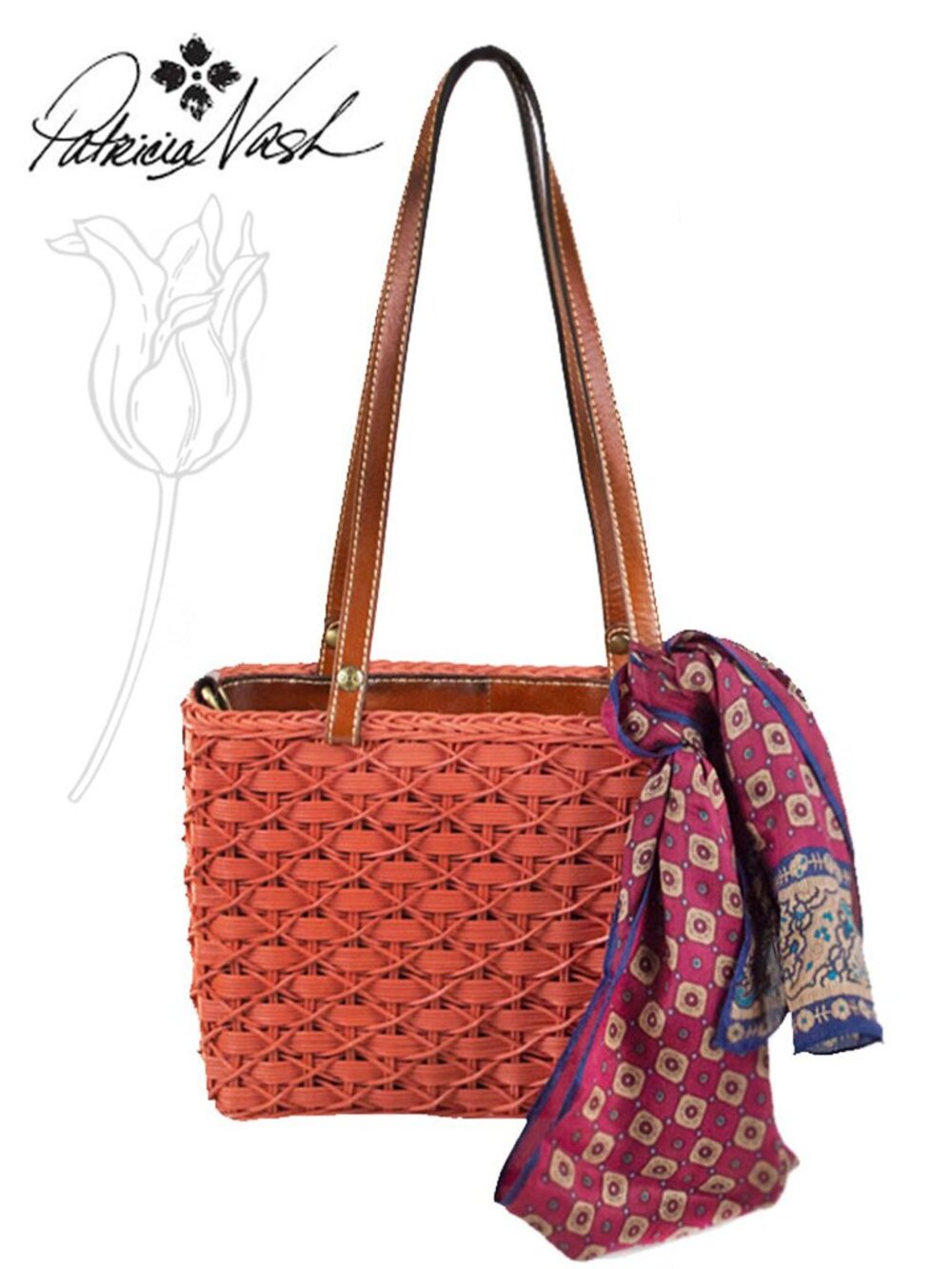 Patricia Nash Woven Mela Square Straw Tote Bag